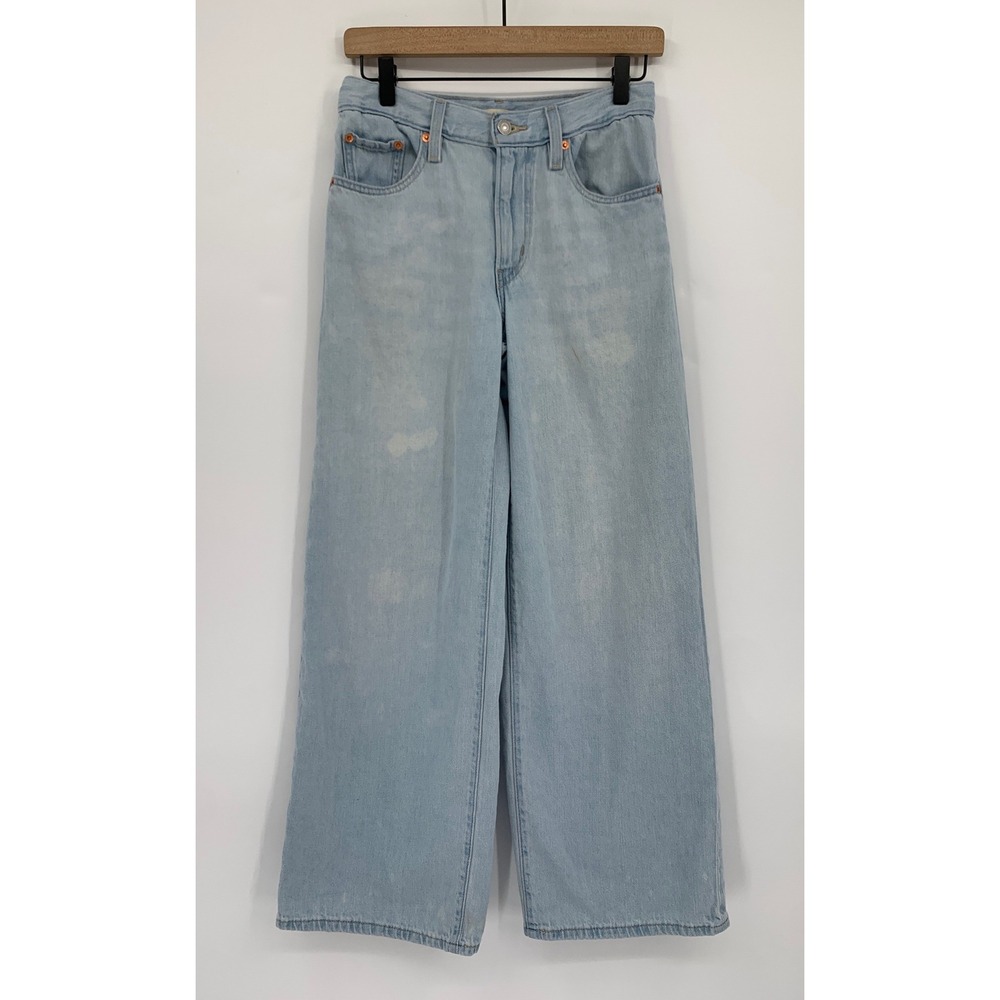 Levis Wide Leg Jeans Womens 24 Blue XL Straight Light Wash Cotton Denim Pants